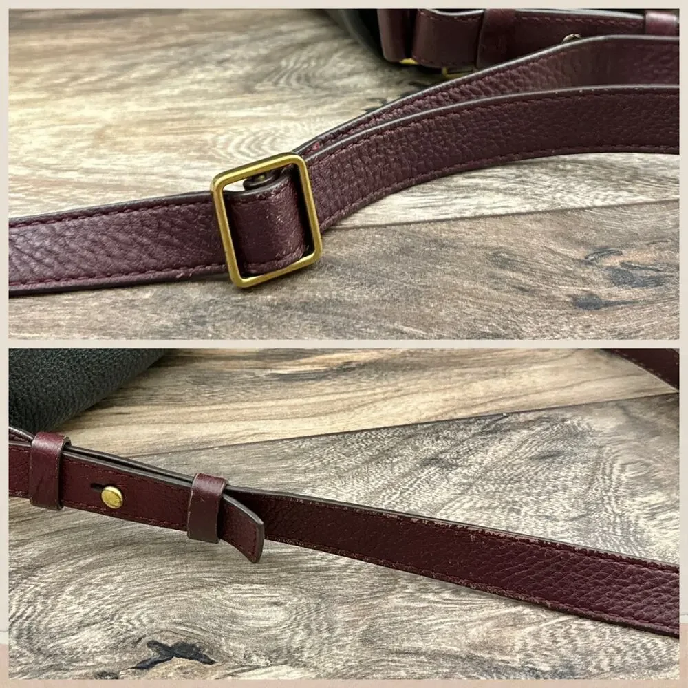 Fossil Leather Zipper Crossbody Shoulder Satchel Saddle Bag Black Burgundy - Picture 13 of 14